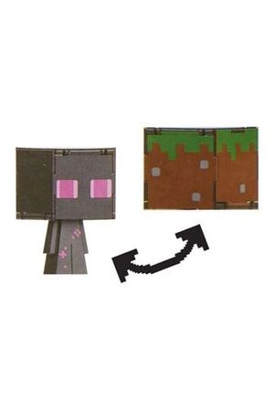 MINECRAFT FIGURA FLIPPIN ENDERMAN & BLOQUE DE CÈSPED